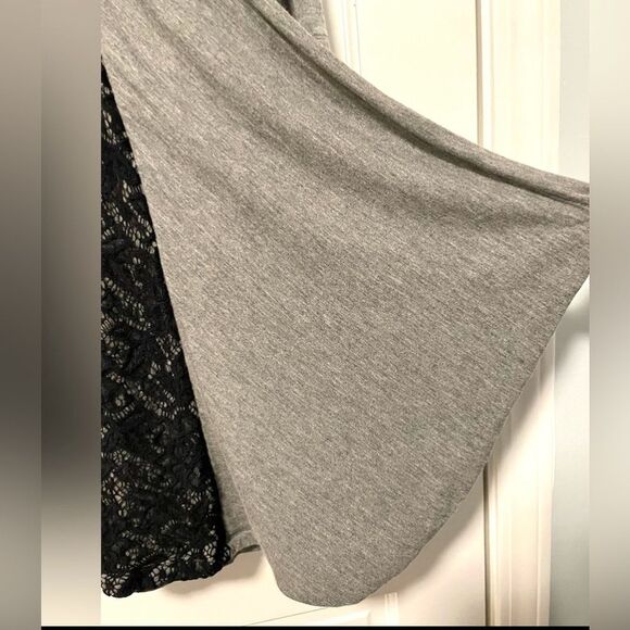 Philosophy Gray Sweater Dress Black Lace Front Pockets Women’s Large - Picture 5 of 9